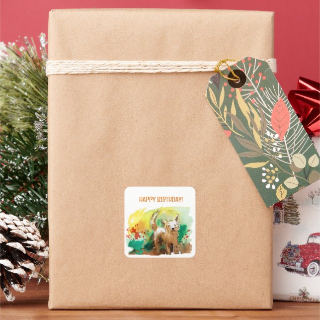 Happy birthday! West highland terrier! Square Sticker (Holiday)