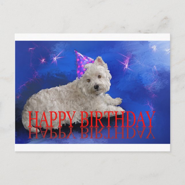 Happy Birthday Westie Postcard (Front)