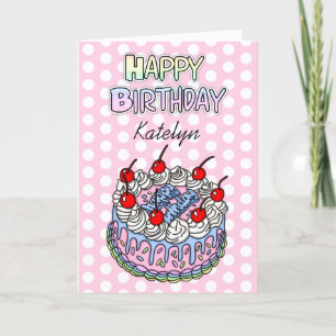 Happy Birthday   Whimsical Cake  Card