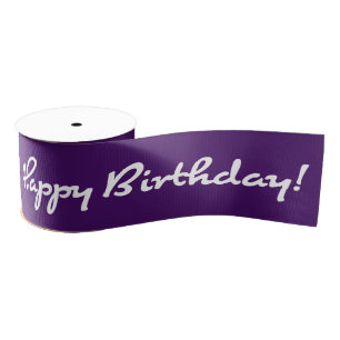 Happy Birthday! White Casual Script Grosgrain Ribbon