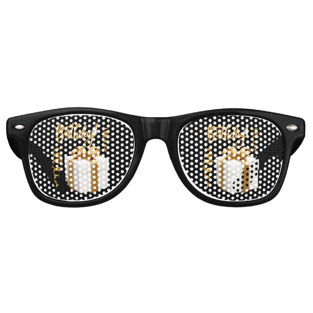 Happy Birthday White Gold Party Retro Sunglasses (Front)