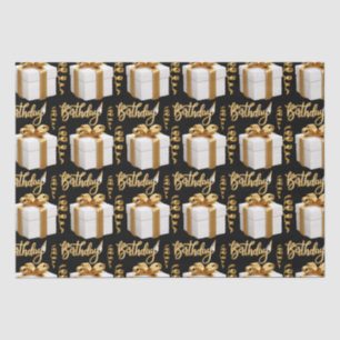 Happy Birthday White Gold Tissue Paper