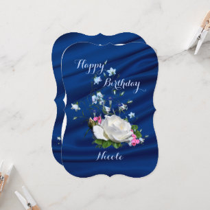 Happy Birthday White Rose, Daughter Custom Name Card