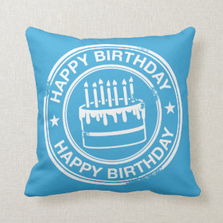 Happy Birthday -white rubber stamp effect- Throw Pillow
