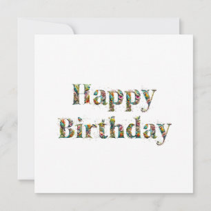 Happy Birthday Wildflowers and Tropical Birds Holiday Card