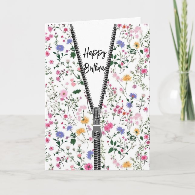 Happy Birthday Wildflowers with Zipper Card (Front)