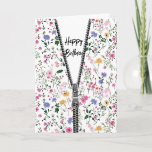 Happy Birthday Wildflowers with Zipper Card