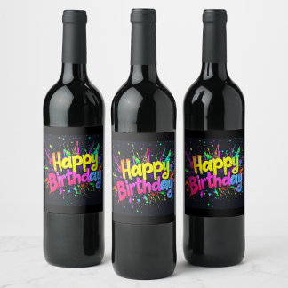 Happy Birthday Wine Label