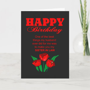 Happy birthday wish sister in law card