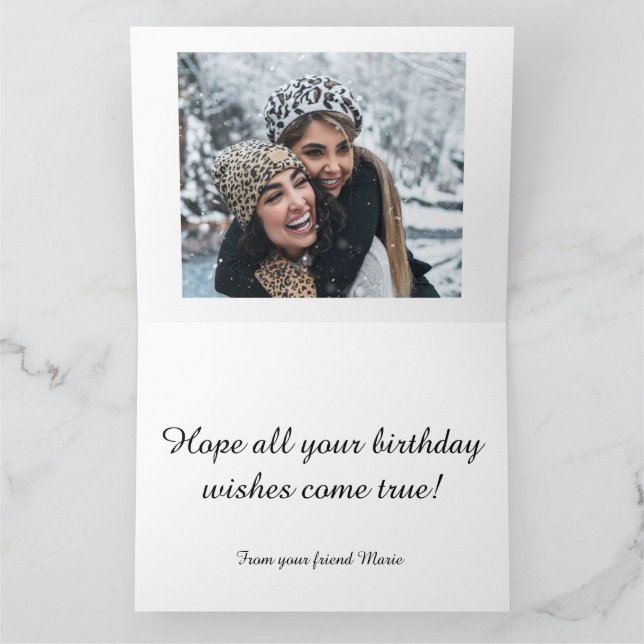 Happy Birthday Wishes Photo Text Watercolor Bird Card (Inside)