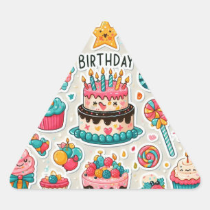 "Happy Birthday Wishes Stickers" Triangle Sticker