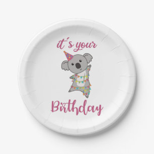 Happy Birthday Wishes To You Koala Cute Animals Ad Paper Plate