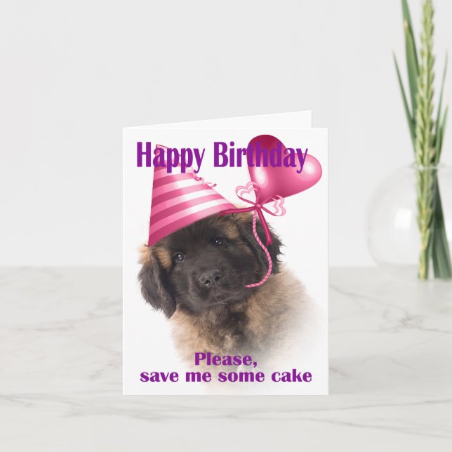 Happy birthday with a Leonberger puppy Card (Front)