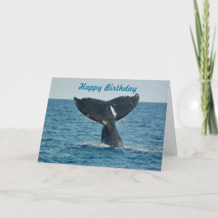 Happy Birthday with a whale's tail and custom text Card