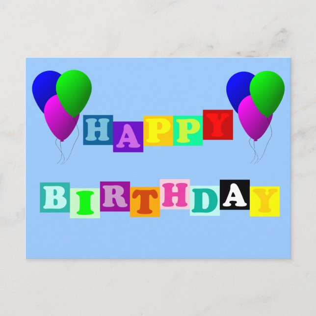 Happy Birthday with Balloons by Shirley Taylor Postcard (Front)