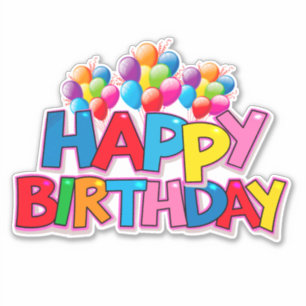 Happy birthday with balloons custom cut vinyl