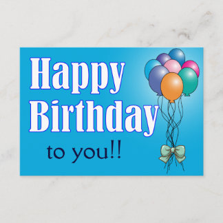 Happy Birthday with balloons flat card