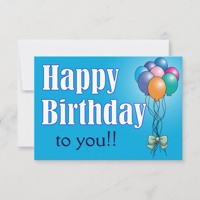 Happy Birthday with balloons flat card (Front)