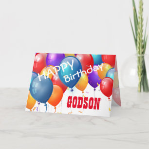 Happy Birthday with Balloons GODSON Card
