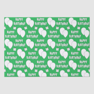 Happy Birthday With Balloons Green Background Tissue Paper