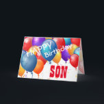 Happy Birthday with Balloons SON A01 Card<br><div class="desc">Happy Birthday with Colorful Balloons SON A01. This festive design with its colorful balloons you can personalize with a birthday year, name, and sentiment makes a one-of-a-kind birthday greeting card for a very special SON. Text is customizable. You can personalize for any year birthday including 1st 2nd 3rd 4th 5th...</div>