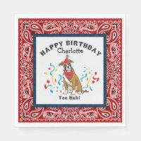 Happy Birthday with Boxer Dog in Red Bandana