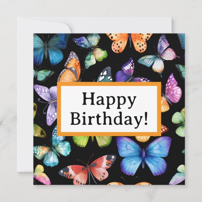 Happy Birthday With Butterflies Card (Front)