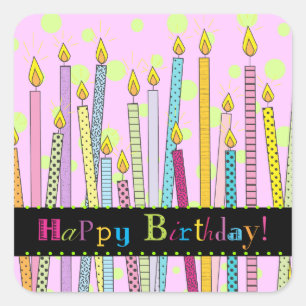 Happy Birthday with Candles Galore! Square Sticker