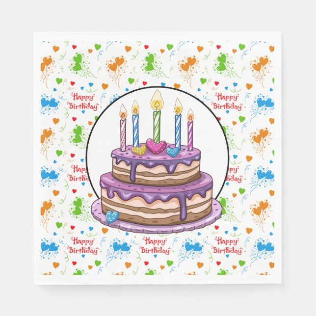 Happy Birthday With Cherry On Top Napkin (Front)