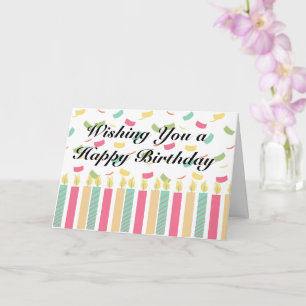 Happy Birthday with Colourful Candles & Confetti  Card