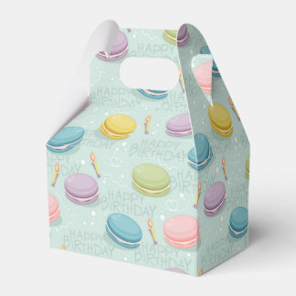 Happy Birthday with colourful macarons and candles Favor Box