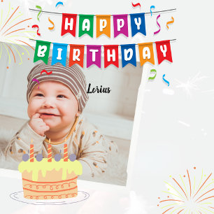 "Happy BirthDay" With Customize Your Name Minima Square Sticker
