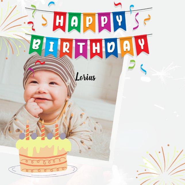 "Happy BirthDay" With Customize Your Name Minima Square Sticker (Creator Uploaded)
