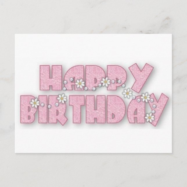 Happy Birthday with daisies Postcard (Front)