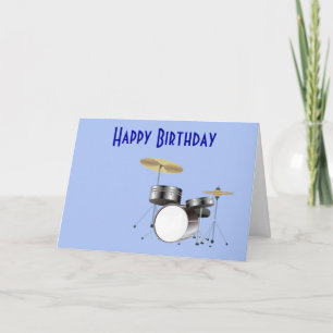 Happy Birthday with drum kit for musician drummer Card
