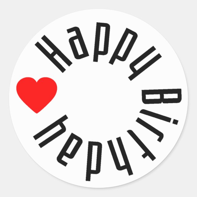 Happy Birthday with Heart Classic Round Sticker (Front)