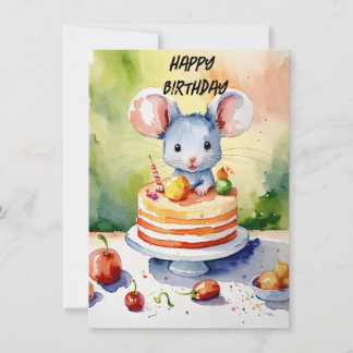 Happy birthday with little mouse card