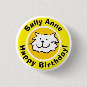 Happy Birthday with Name 1 Inch Round Button