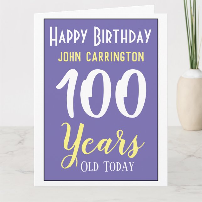 Happy Birthday with Name & Age 100 Years Card (Front)