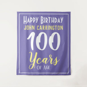 Happy Birthday with Name & Age 100 Years Tapestry