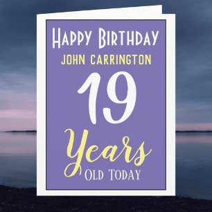 Happy Birthday with Name & Age 19 Years Card