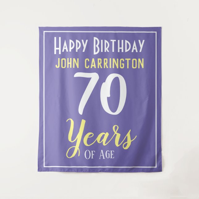 Happy Birthday with Name & Age 70 Years Tapestry (Front)