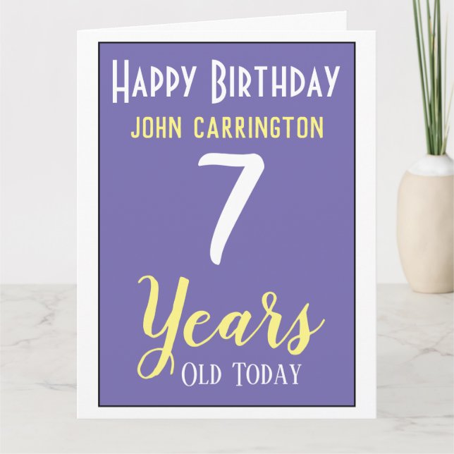 Happy Birthday with Name & Age 7 Years Card (Front)