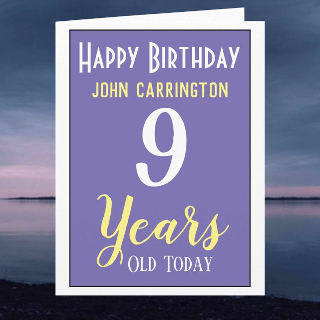 Happy Birthday with Name & Age 9 Years Card (Creator Uploaded)