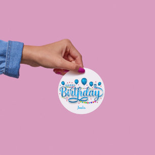 "Happy Birthday" With name tag minimalist elegant
