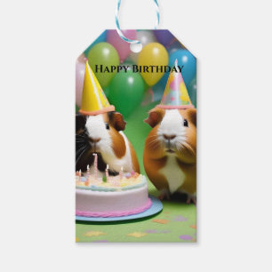Happy Birthday With Party Guinea Pigs, Gift Tags