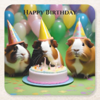 Happy Birthday With Party Guinea Pigs,