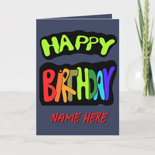 Happy Birthday with Personalized Name Card (Front)