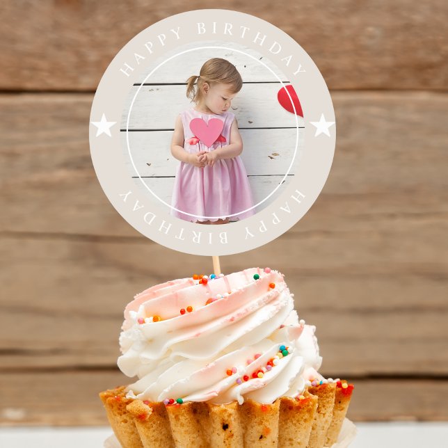 Happy Birthday With Photo Classic Round Sticker (Creator Uploaded)