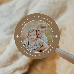 Happy Birthday With Photo Classic Round Sticker
